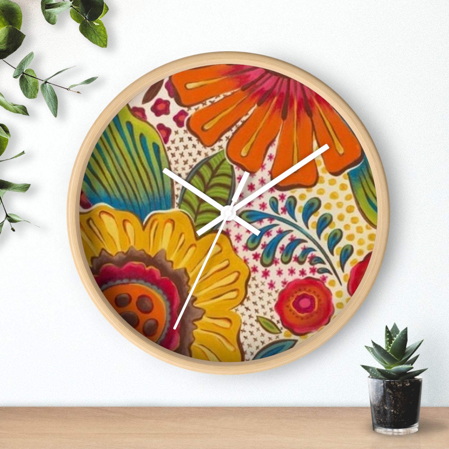Groovy Flowers Wall Clock