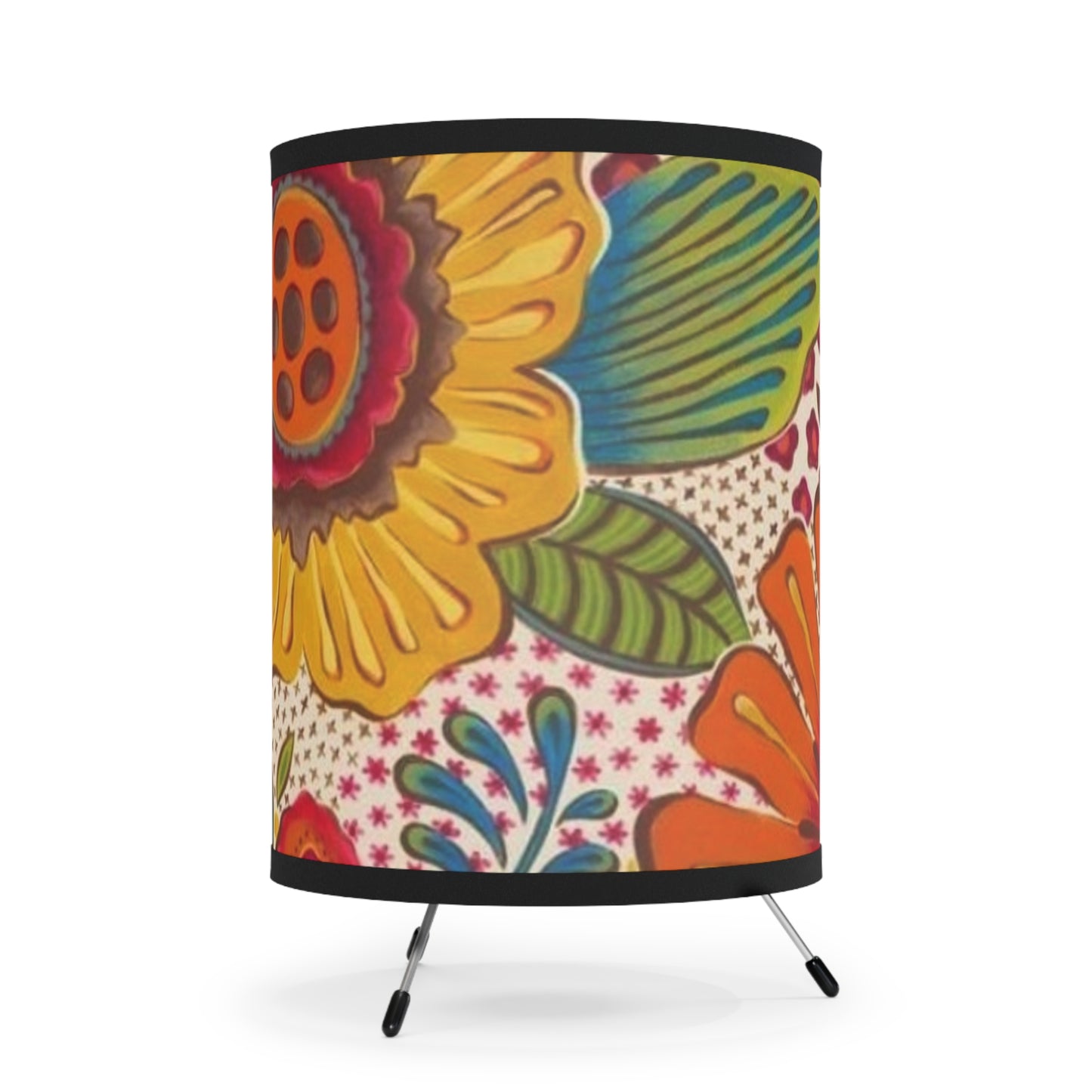 Groovy Big Yellow Flower Tripod Lamp with High-Res Printed Shade, US\CA plug