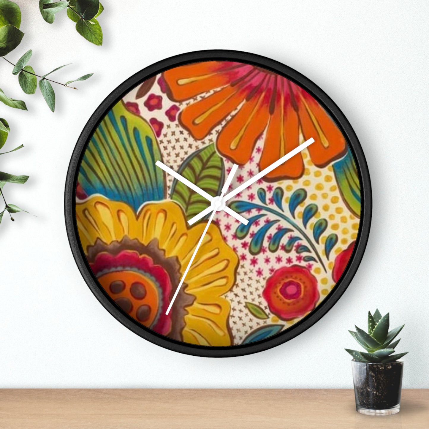 Groovy Flowers Wall Clock