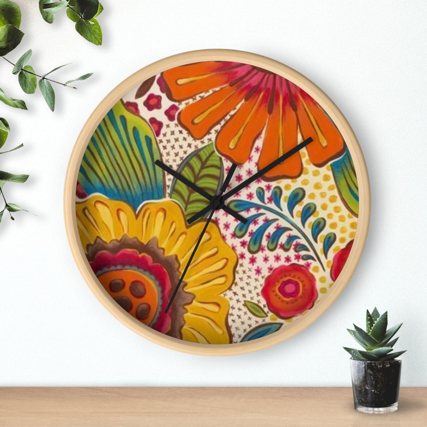 Groovy Flowers Wall Clock