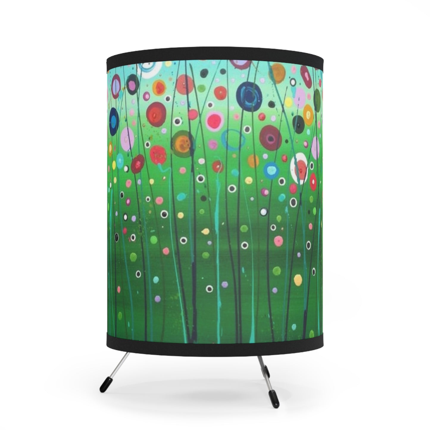 Field of Flowers Tripod Lamp with High-Res Printed Shade, US\CA plug