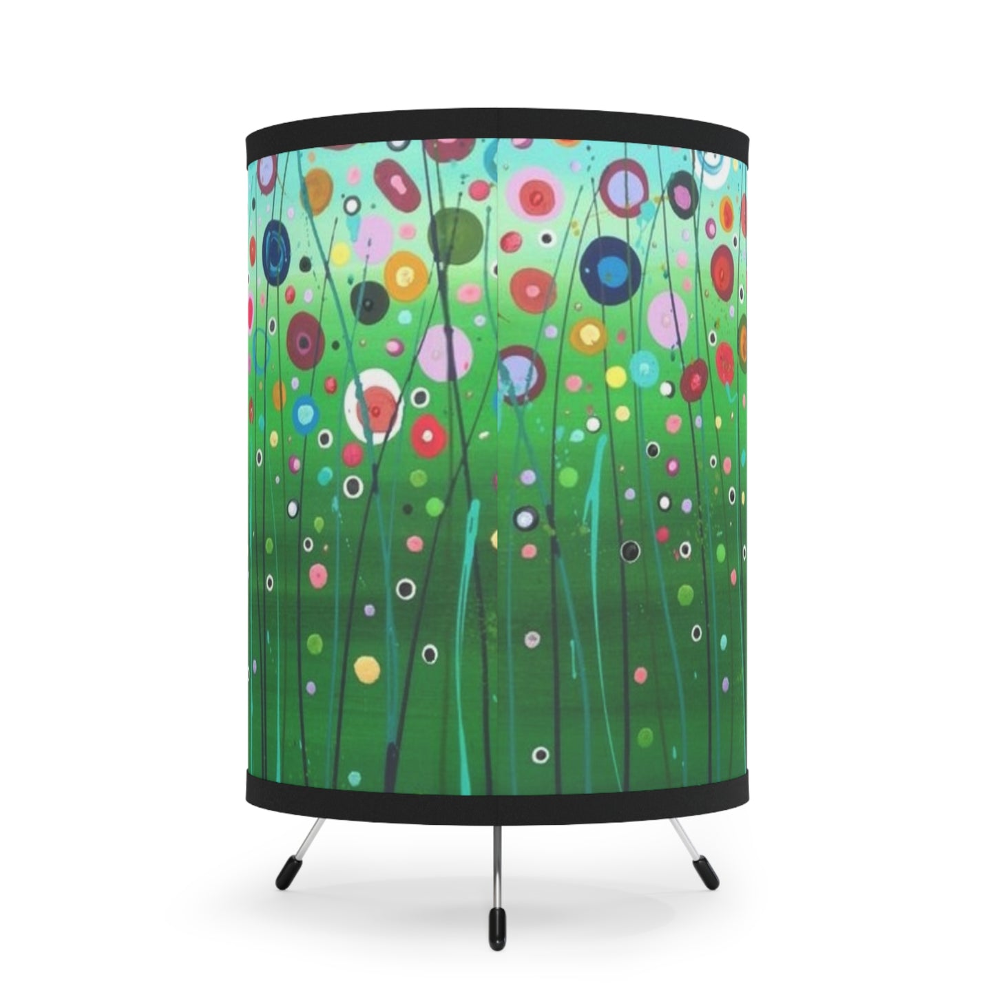 Field of Flowers Tripod Lamp with High-Res Printed Shade, US\CA plug