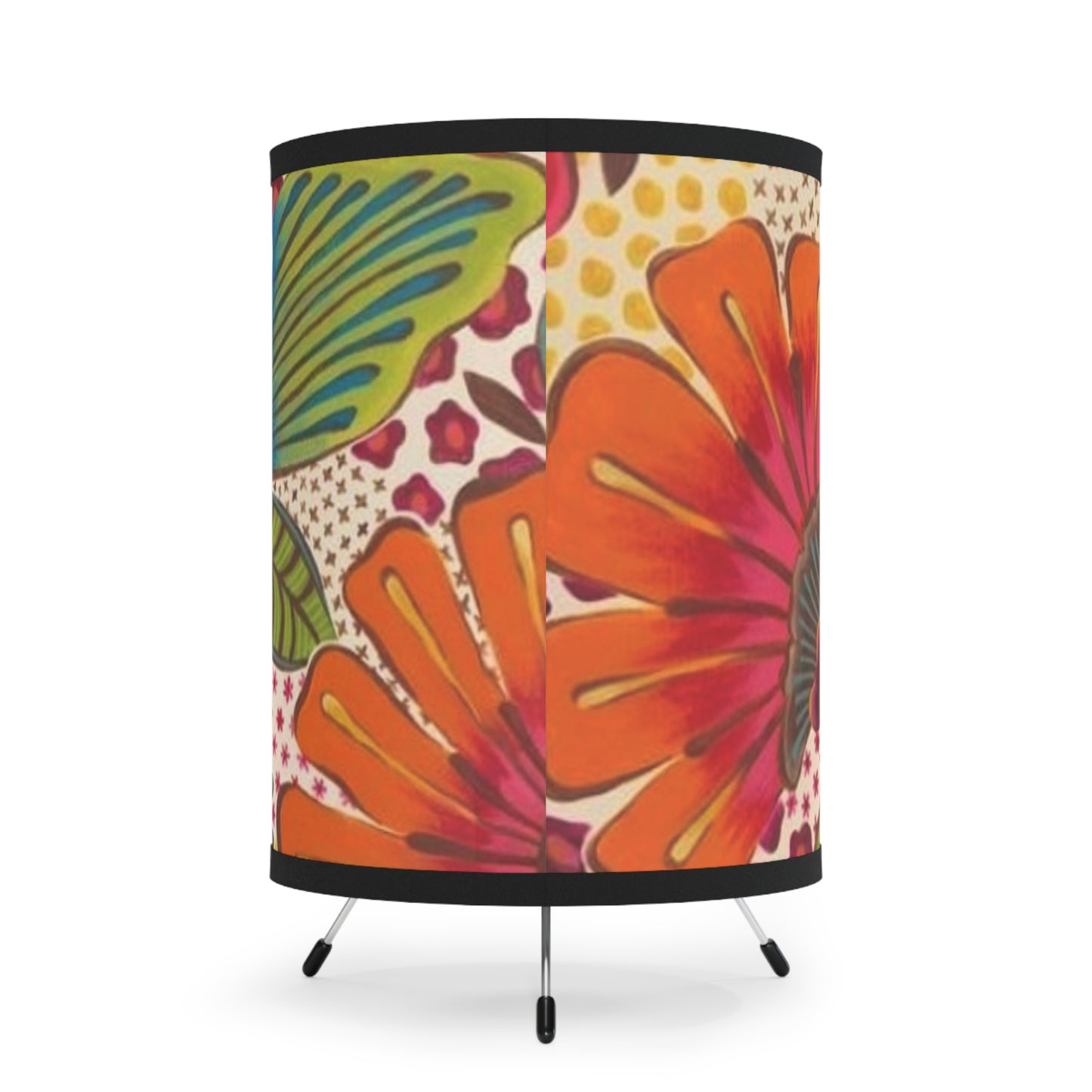 Groovy Big Yellow Flower Tripod Lamp with High-Res Printed Shade, US\CA plug