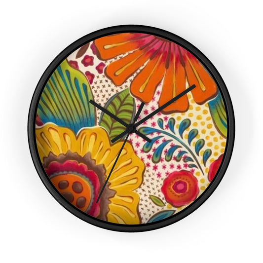 Groovy Flowers Wall Clock