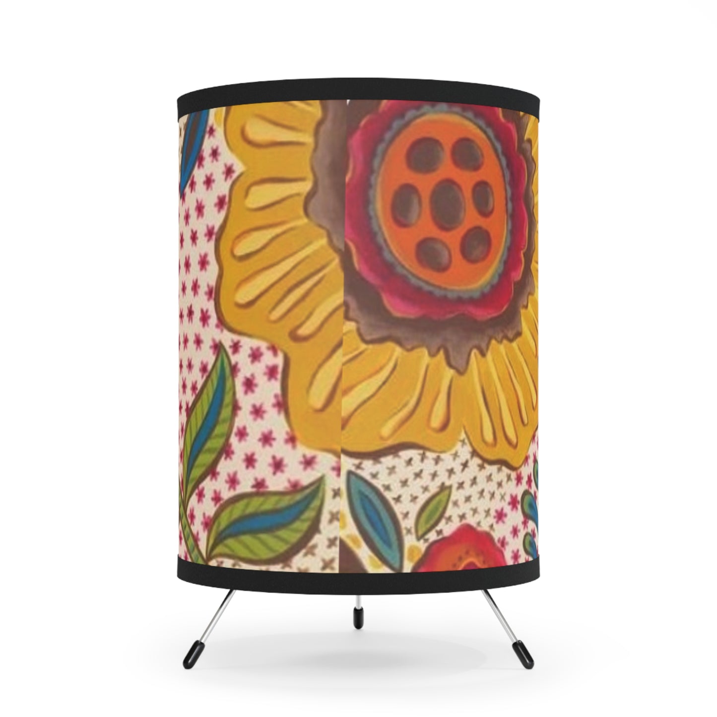 Groovy Big Yellow Flower Tripod Lamp with High-Res Printed Shade, US\CA plug