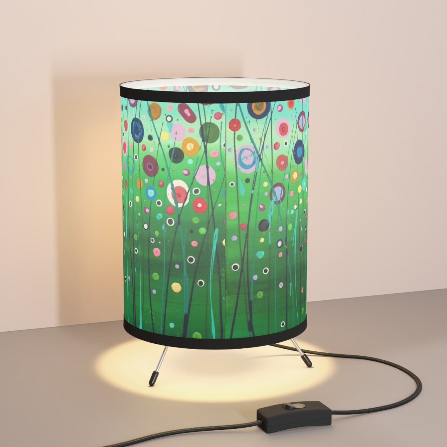 Field of Flowers Tripod Lamp with High-Res Printed Shade, US\CA plug