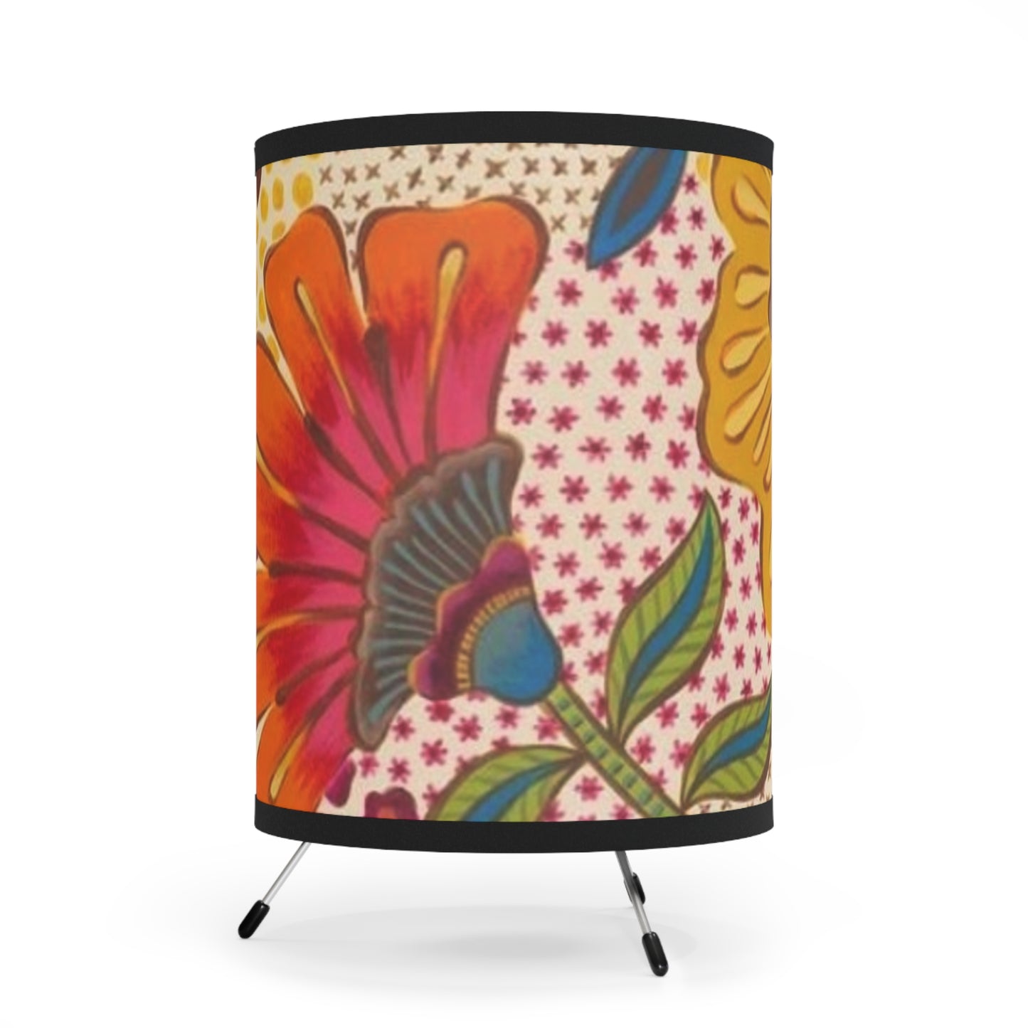 Groovy Big Yellow Flower Tripod Lamp with High-Res Printed Shade, US\CA plug