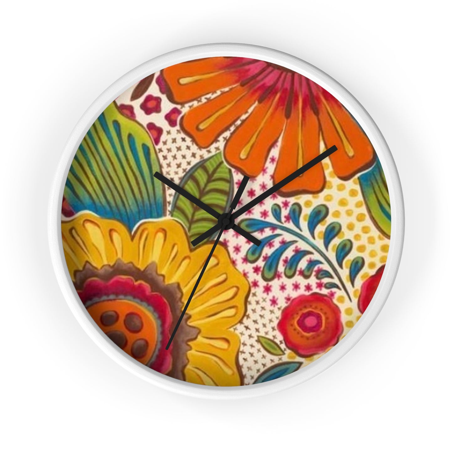 Groovy Flowers Wall Clock