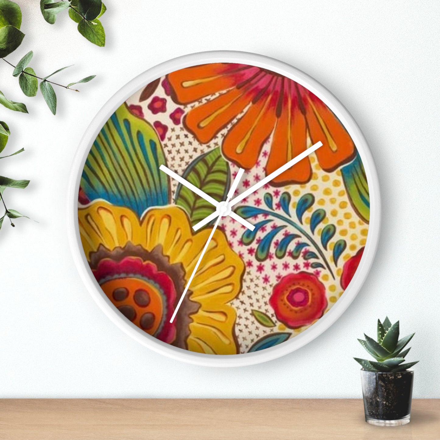 Groovy Flowers Wall Clock