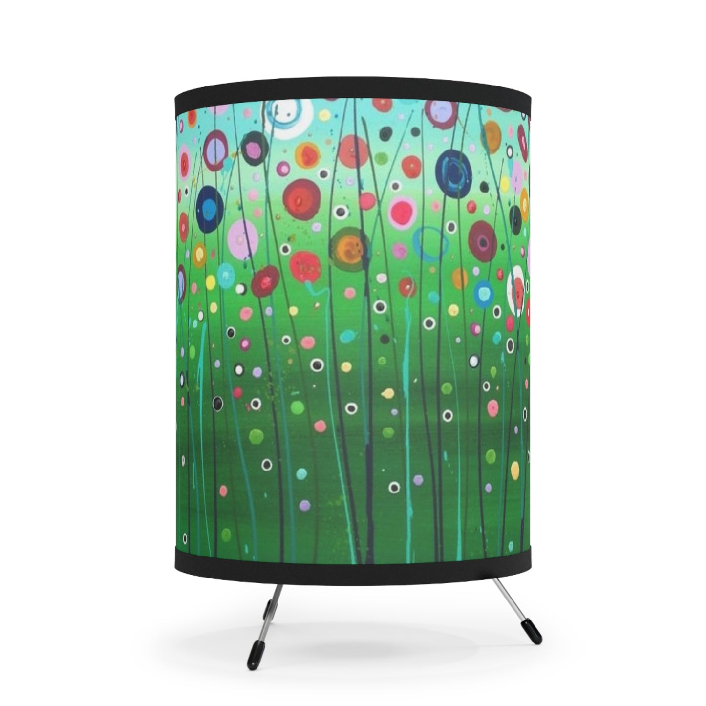 Field of Flowers Tripod Lamp with High-Res Printed Shade, US\CA plug