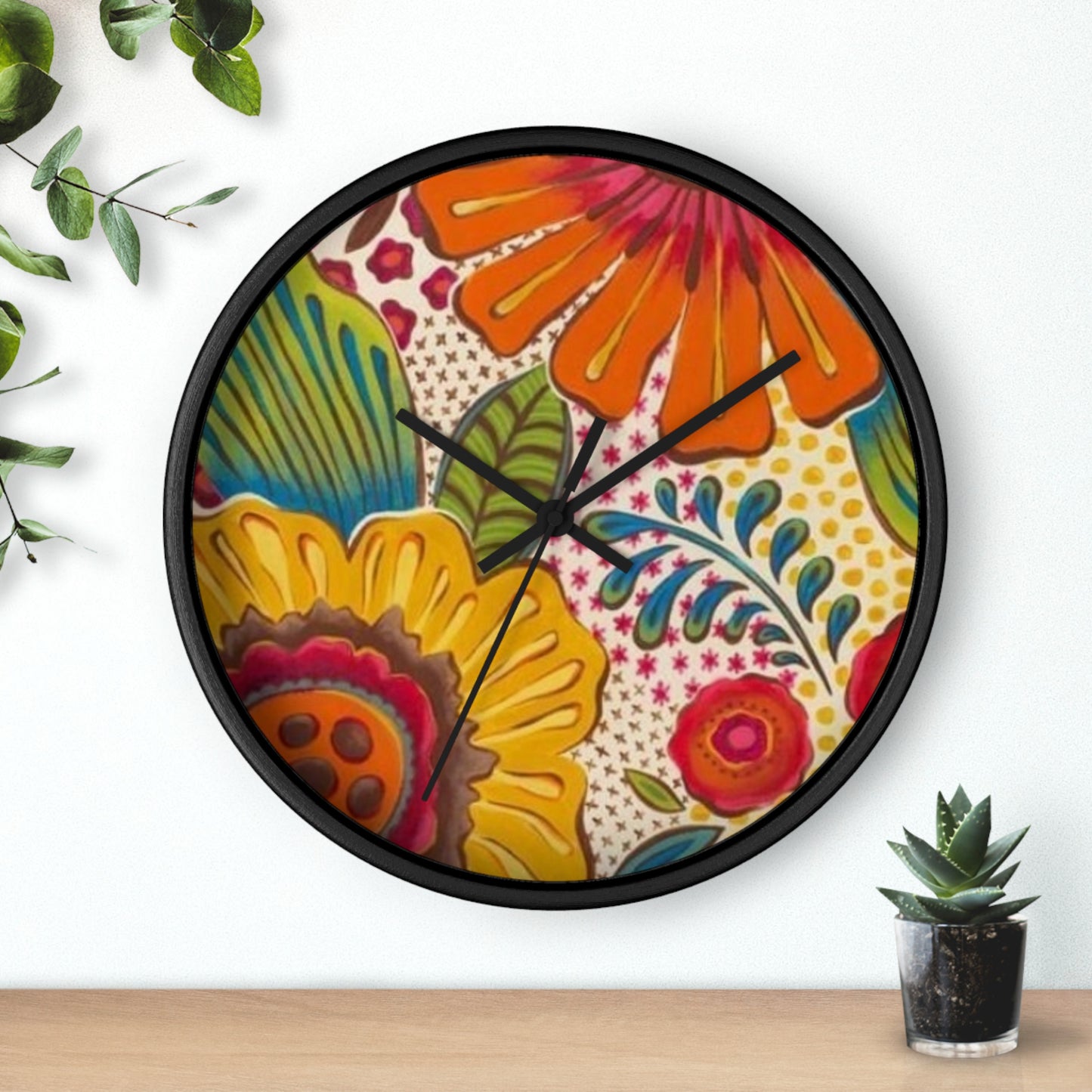 Groovy Flowers Wall Clock