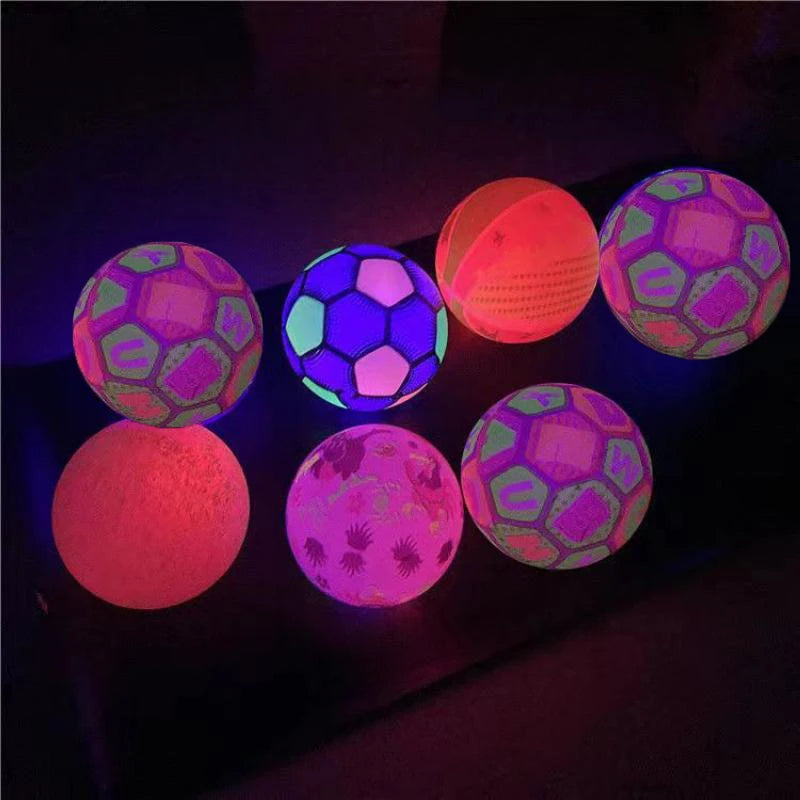 Kids Luminous Bouncy Ball Toys Novelty Light Inflatable Ball Football Basketball  Outdoor Sports Toy For Children Game Gifts